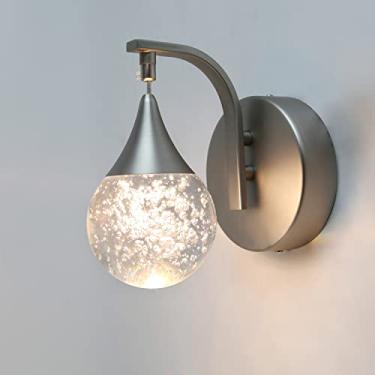 Imagem de Sedelan Luminária De Parede Led, Luminária De Parede Interna Regulável De 5 W, Iluminação De Parede Moderna De Bolha De Cristal Para Quarto, Cabeceira, Sala De Estar, Banheiro, Níquel Areia