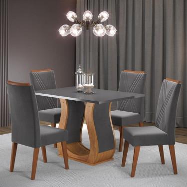 Imagem de Mesa de Jantar 4 Lugares Gol Marrom/Cinza/Grafite - Viero Móveis