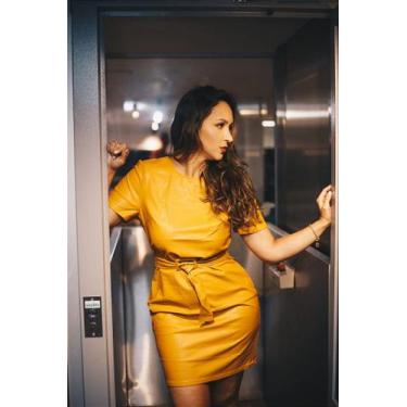 Imagem de Vestido material sintético Queens Mostarda, G