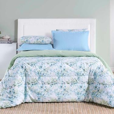 Imagem de Edredom Maggy Dupla Face Super King 1 Peça Percale 200 Fios Estampado Forest Floral Verde