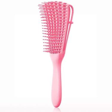 Imagem de Escova de cabelo desembaraçadora, massagem no couro cabeludo, pente de cabelo desembaraçador, escova de cabelo para cabelos secos, molhados e cacheados, acessórios para casa (rosa)