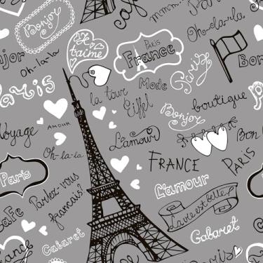 Imagem de Papel De Parede 5m Paris France Cinza Autocolante Lavável