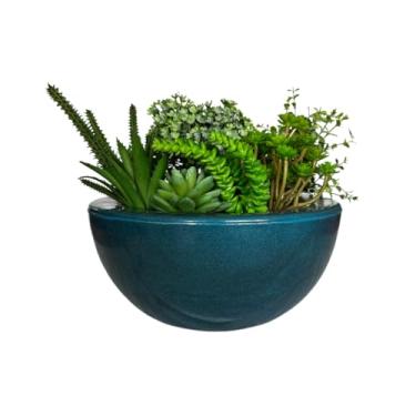 Imagem de Vaso Bacia Cuia Planta Decorativa Suculentas Rosa Do Deserto (Azul Petróleo)