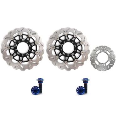 Imagem de Discos de freio dianteiros e traseiros flutuantes com parafusos de montagem para Kawasaki Z750 ABS incluem 2007-2012, Z750R 20011-2012, Ninja 1000 ZX1000 2011-2013, Ninja 1000SX 2020-2021 Tourer