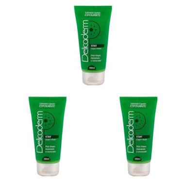 Imagem de Kit 3 Und Sabonete Líquido Delicaderm Esfoliante Corpo Kiwi 180ml