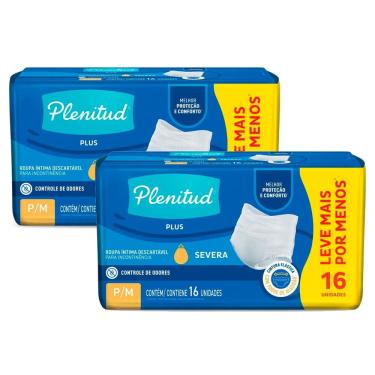 Imagem de Kit 2 Roupa Íntima Plenitud Plus Unissex Tamanho P/M 16 Unidades Descartáveis