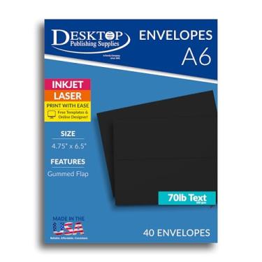 Imagem de Envelopes pretos premium para 10 x 15 cm (tamanho A6 – 11 x 16 cm) – Envelopes pesados (32 kg) para convites e cartões comemorativos – Pacote com 40