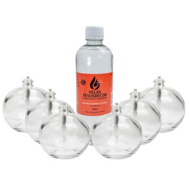 Imagem de Conjunto De Lamparinas 100ml Com Fluidos Para Velas 500ml Com Pavio