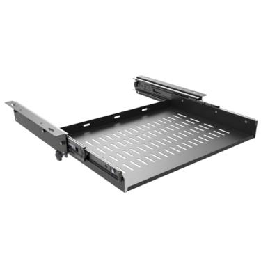 Imagem de JINGCHENGMEI Prateleira deslizante para laptop sob a mesa com saídas de ar, L 41,4 cm x P 30,5 cm bandeja deslizante de metal sob a mesa para laptop (40,6 cm de largura)