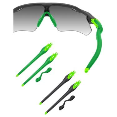 Imagem de HILEEN Óculos de sol de substituição verde brilhante para óculos de sol Oakley Radar EV Path Pitch Advancer - preto + verde escuro