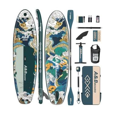 Imagem de A&BBOARD Pranchas De Stand Up Paddle Infláveis 11'X35'' Com Acessórios Premium Para Prancha Sup, Bomba Dupla Ação, Mochila, Design Extra Largo E Estável, Deck Antiderrapante, Jovens Adultos Todos Os