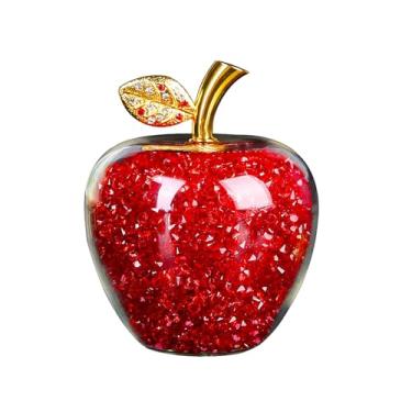 Imagem de simplmasygenix Estatueta de maçã de cristal, vidro artificial, peso de papel, decoração de casa, preenchida com diamantes falsos, frutas, colecionáveis, artesanato, ornamento, presentes de véspera de