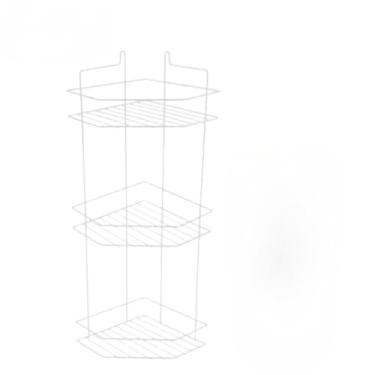 Imagem de Porta Shampoo 3 Andares Canto De Parede Banheiro Cozinha Cantoneira Multiuso Preto(BRANCO)