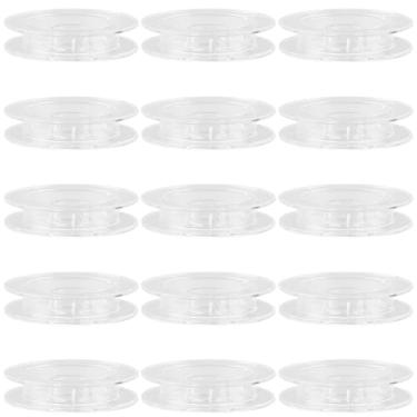 Imagem de SUNNYCLUE 15 peças 50 x 10 mm carretel vazio carretel de plástico plano fio branco bordado linha plana tecelagem organizador suporte de corda bobina para costura costura crochê fio de agulha DIY