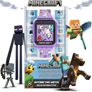 Imagem de Relógio inteligente infantil Minecraft com 10 mostradores de relógio, selfie e câmera de vídeo, contador de passos, gravador de voz, jogos divertidos, temporizador, cronômetro, alarme, calculadora e