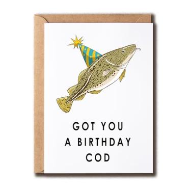 Imagem de NDHGifts Got You A Birthday Cod Card - Cartões de felicitações - Cartões para amigos da família homens mulheres - Cartão de aniversário - Cartão engraçado - Cartão de aniversário com bacalhau.