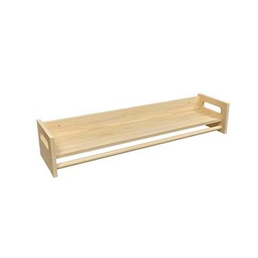 Imagem de CUTPOIY Prateleiras de exibição de roupas de madeira maciça montadas na parede, prateleiras de secagem de tubos industriais, prateleiras de combinação simples, prateleiras de exibição de loja de