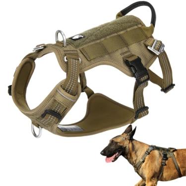 Imagem de La La Pet Peitoral para cães à prova de fuga com alça de controle macio colete tático para cães médios e grandes, multifuncional, atividades de treinamento de animais de estimação, verde militar, G