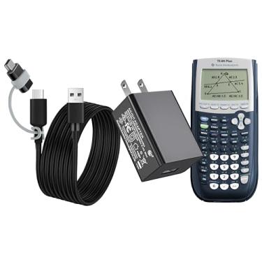 Imagem de Cabo de carregador de parede CA mini adaptador para calculadora Texas Instruments TI-84 Plus CE Charger, TI84 TI 84 Plus CE Graphing Calculator, carregador TI Nspire CX II, cabo de 1,8 m (preto)