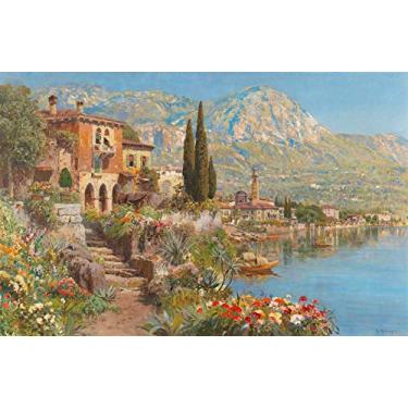 Imagem de Vista de Riva no Lago de Garda (1925) de Alois Arnegger - 60x93 - Tela Canvas Para Quadro