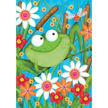 Imagem de Froggy Fun Bandeira de jardim de verão floral 31,7 cm x 45,7 cm Briarwood Lane