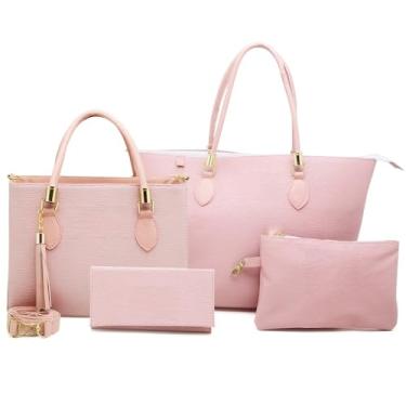 Imagem de Kit 4 Bolsas Anjik, bolsas Elegantes, Kit completo Bolsa Anjik Média+Carteira+Sacola Anjik+Necessaire ! (Rosa,único)