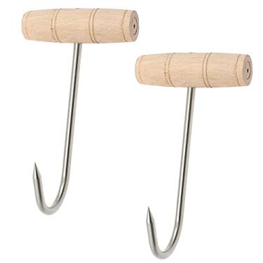 Imagem de Bonsicoky 2PCS Meat Hooks for Butchering, 7 Inch Stainless Steel T Shaped Butcher Hooks for Butcher Shop, Fish Shop, Roast Duck Restaurant