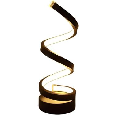 Imagem de Luminária de Mesa LED Espiral, Design Moderno, Luz Regulável Quente e Fria, Base Preta, Decorativa para Quarto e Sala