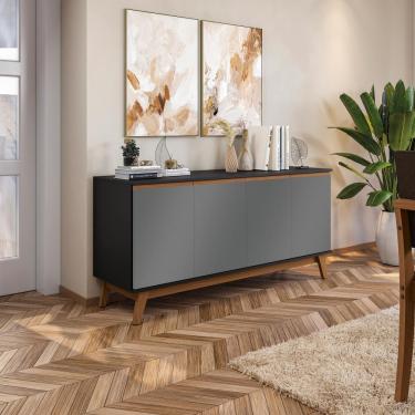 Imagem de Aparador Kappesberg 4 Portas Preto Fosco/chumbo 156cm
