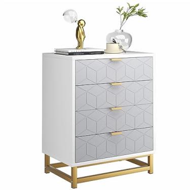 Imagem de IDEALHOUSE Cômoda de 4 gavetas para quarto, cômoda cinza, organizador moderno de armário de cômoda de armazenamento, cômoda para sala de estar, corredor, armário