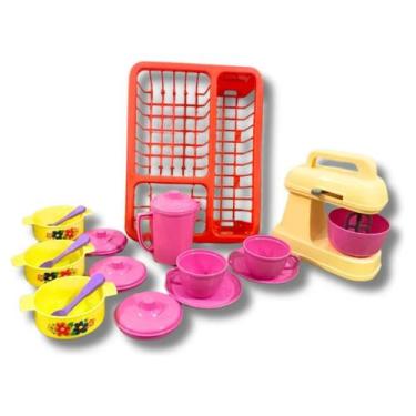 Imagem de Kit Cozinha Infantil Escorredor Louças Batedeira Brinquedo - Divertoys