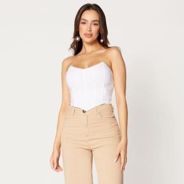 Imagem de Blusa Cropped Morcego com Tiras nas Costas Branco - Sal Do Mar