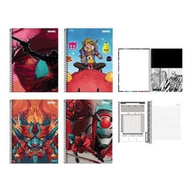 Imagem de Kit 4 Caderno Fortnite Espiral 10 Matérias 200 Folhas Foroni
