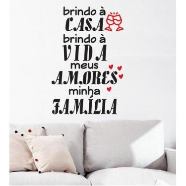 Imagem de Adesivo De Decoração Frase Brindo À Casa Brindo À Vida Sala - Gaudesiv