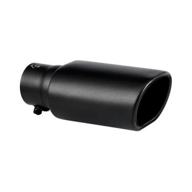 Imagem de Ponta de escape preta - 6.3 cm ID x 22.9 cm C - Tubo de cauda retangular silenciador parafuso de aço inoxidável em design revestido com pó