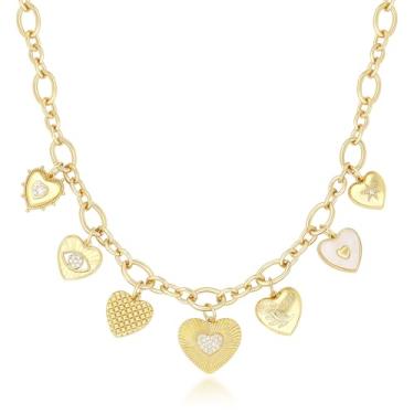 Imagem de BONJOULRY Colar com pingente feminino dourado olho turco sol lua flor pingente colar delicado clipe de papel vintage sorte amuleto gargantilha colares joias celestiais presente, Latão, Sem Pedra