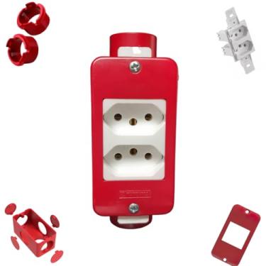 Imagem de Tomada Dupla 20 Amperes Para Condulete Pvc C Adaptador 3/4 (Vermelho)
