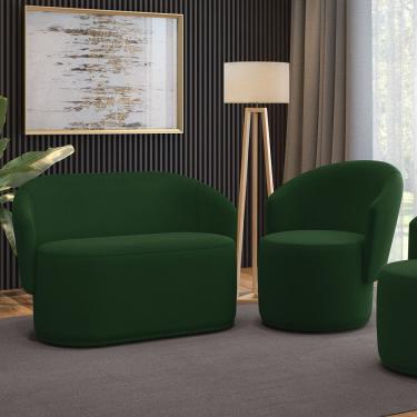 Imagem de Sofá Namoradeira e Poltrona Orgânica para Sala Malu Suede M11 - D`Rossi