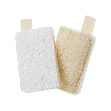 Imagem de Esponja de bucha natural para pratos, esponjas de cozinha 100% orgânicas, almofadas de esfregar para cozinha, biodegradável, sustentável e altamente absorvente, design de dupla face para sujeira