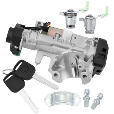 Imagem de Substituição do cilindro do interruptor de ignição e fechadura da porta com 2 chaves de chip ID48 - compatível com Honda 03-05 Accord, 05-06 CRV, 03-05 FIT, 05-08 Odyssey - OEM # 06350-SAA-G30 e 35100