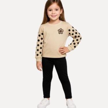 Imagem de Conjunto Infantil Menina Blusa Manga Longa Estampa Poá + Calça Kely &Kety-Feminino