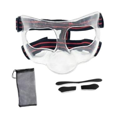 Imagem de oshhni Protetor nasal para nariz quebrado, máscara de proteção facial, beisebol, atividades respiráveis, proteção, basquete, protetor facial para adultos, Vermelho Claro