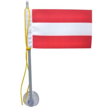 Imagem de Mini Bandeira Áustria C/ Ventosa Poliéster (5,5cm X 8,5cm) 15 cm Mastr