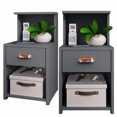 Imagem de Kit 2UN ou 1UN Mesa de Cabeceira CLÉO com Gaveta Puxador Concha e Prat