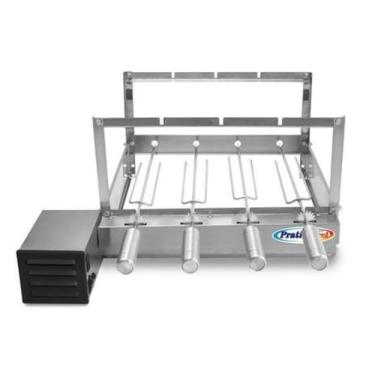 Imagem de Churrasqueira Giratória Inox Grill 4 Espetos Gira Bivolt Motor WEG Lad