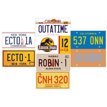 Imagem de OPO 10 - Set of 8 car License Plate replicas Compatible with Movies : Jurassic Ghostbusters Starsky Magnum and Back to The Future (PF05)