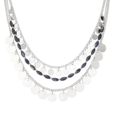 Imagem de Noessla Colar grosso com contas em camadas para mulheres, boêmio, duas cores, colar moderno, bijuteria, presentes para mamãe, 16.5-19 inches, Zinco, Sem Pedra Preciosa