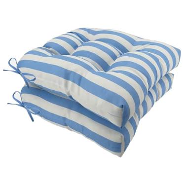 Imagem de Outdoor Chair Cushions, U-Shaped Wicker Seat Cushion Set of 2, Water-Resistant and Fading-Resistant for Patio Garden Home Office Furniture(Blue stripes)