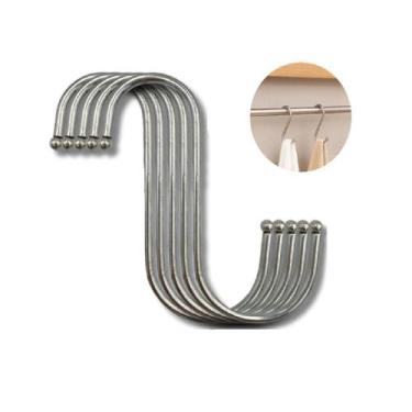 Imagem de Kit 05 x Gancho Tipo S em Aço Inox Suporte Cabide Multiuso - ATMX