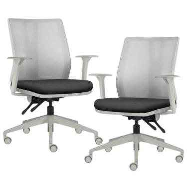 Imagem de Kit 2 Cadeiras de Escritório Giratória Diretor Flow F02 Base Cinza Sin